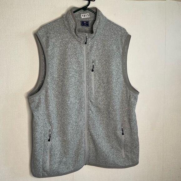Vineyard Vines Harbor Fleece Full Zip Vest Mens XL Gray Heather‎ Preppy Outdoors - Picture 1 of 7